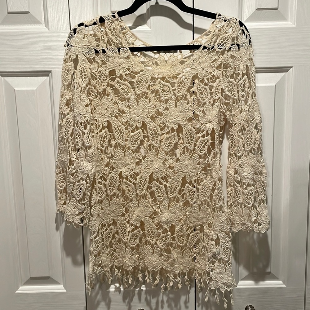 ISSI 3/4 Sleeve Crochet Top